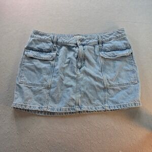 Denim Co Y2K Cargo Mini Skirt Blue Light Wash Utility Grunge Gorpcore Sz 14